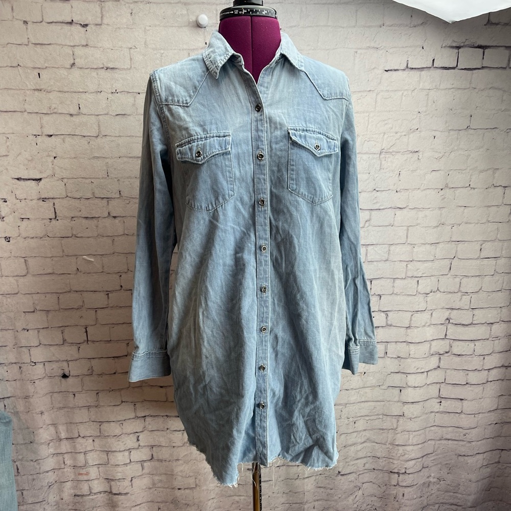 GAP Light Blue Denim Mini Shirt Dress